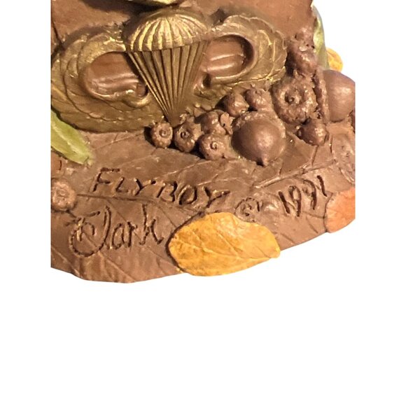 Vintage 2 Tom Clark Gnome Figurines Flyboy GI Army 1991 Pecan Resign Estate 4.75 - Picture 4 of 10